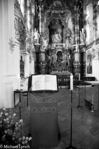 Rococo Church interior black and white image