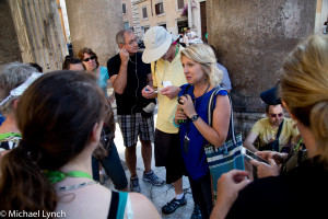 Francesca teaching the tour group about Roma