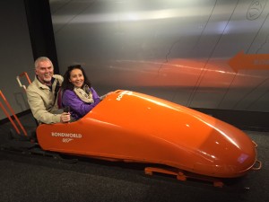 Mike and Veonica in Bond Bobsled