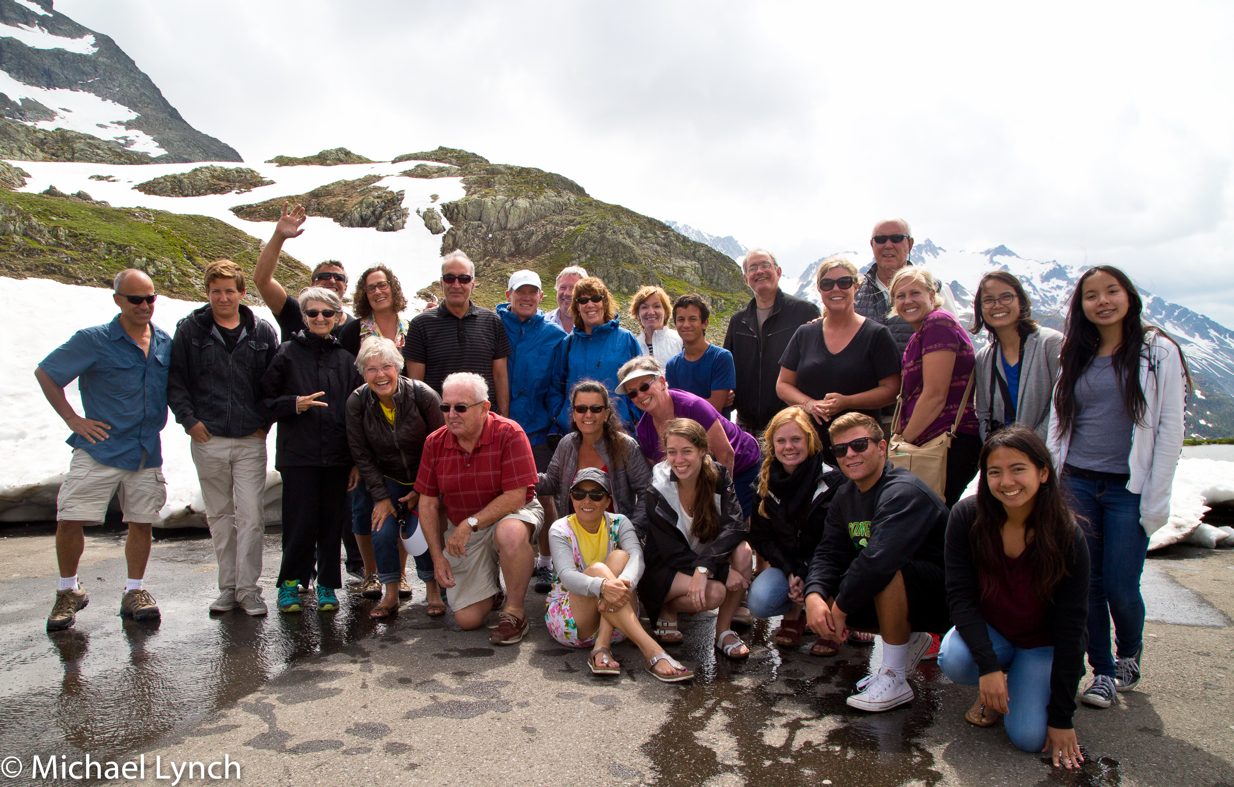 Tour Group at Swiss Alps Rest Stop