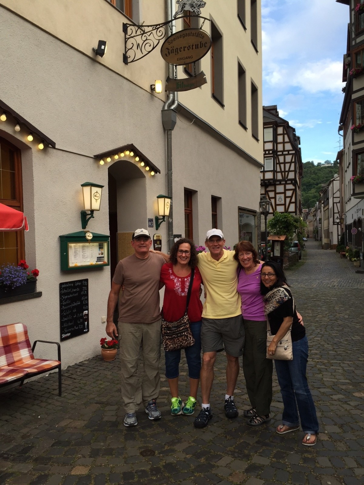 Fred, Mary, Phil, Sharon and Veronica outside Haarlem Restaurant